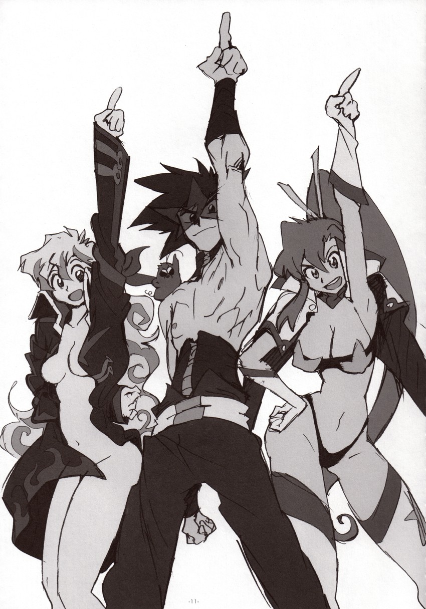 yoko littner, nia teppelin, simon, boota, and space yoko (tengen toppa gurren lagann) drawn by imaishi_hiroyuki