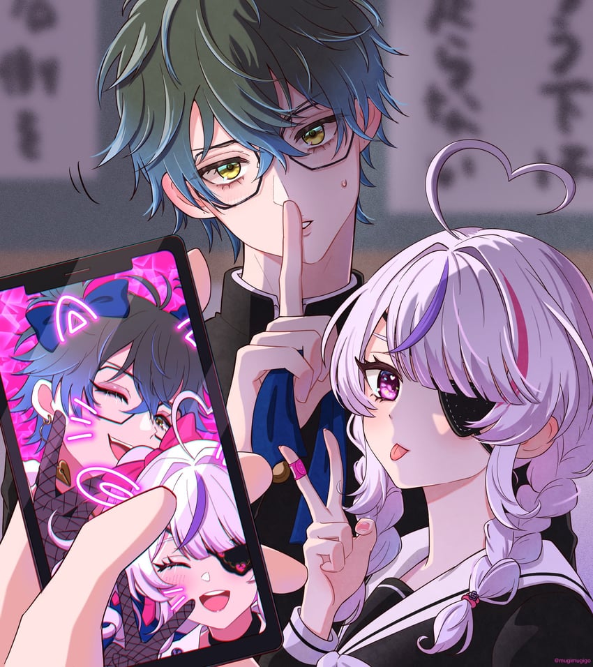 ike eveland and maria marionette (nijisanji and 1 more) drawn by mugimugigo