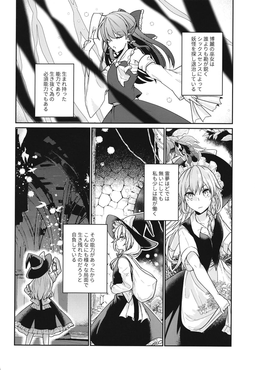 hakurei reimu and kirisame marisa (touhou) drawn by aoi_(annbi)