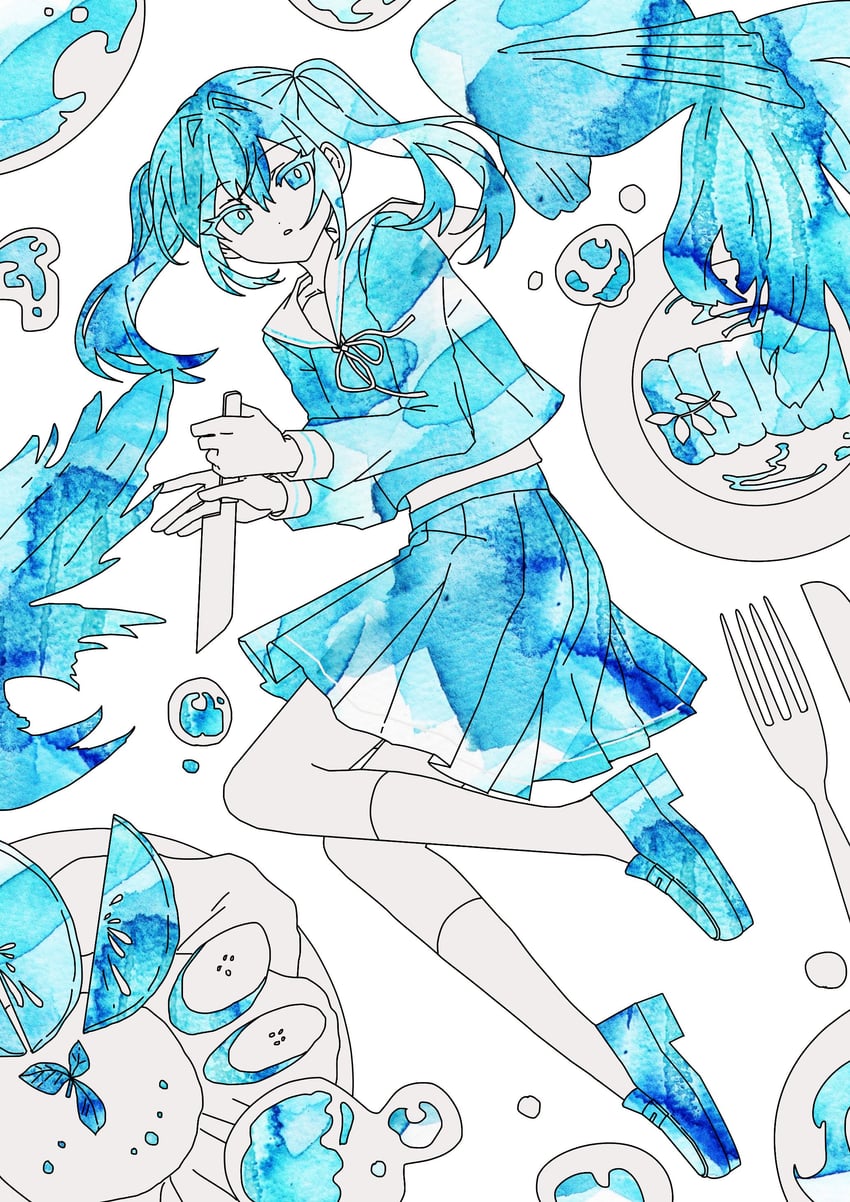 hatsune miku (vocaloid and 1 more) drawn by danjou_sora