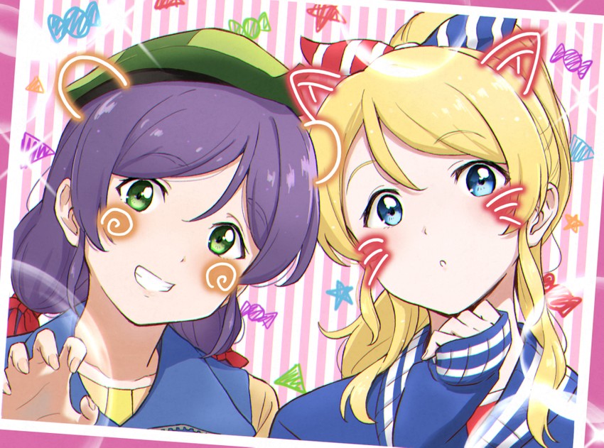 tojo nozomi and ayase eli (love live! and 1 more) drawn by shibasaki_shouji