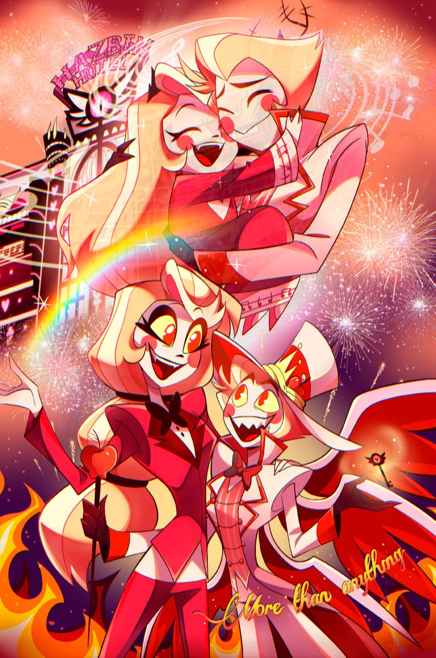 lucifer morningstar and charlie morningstar (hazbin hotel) drawn by chandllucky