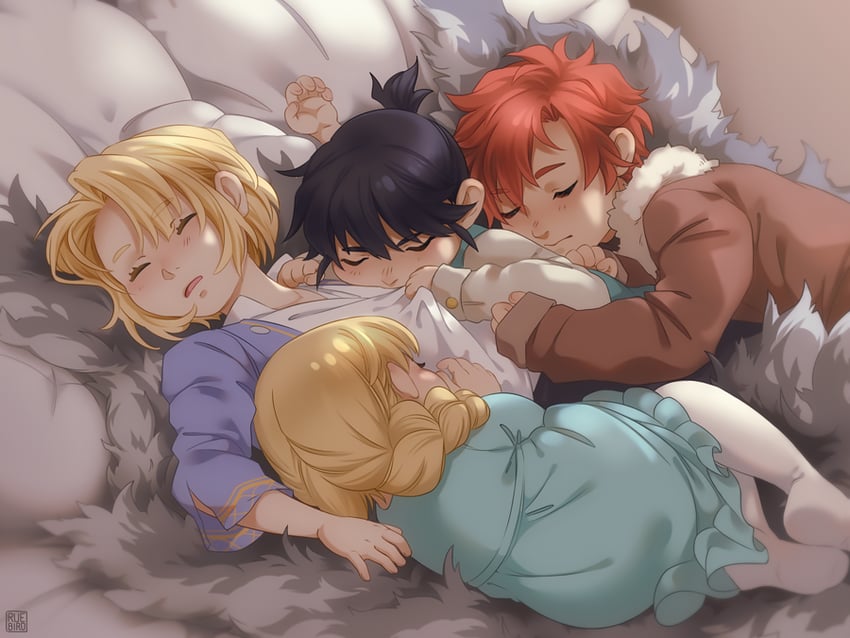 dimitri alexandre blaiddyd, ingrid brandl galatea, sylvain jose gautier, and felix hugo fraldarius (fire emblem and 1 more) drawn by ruebird