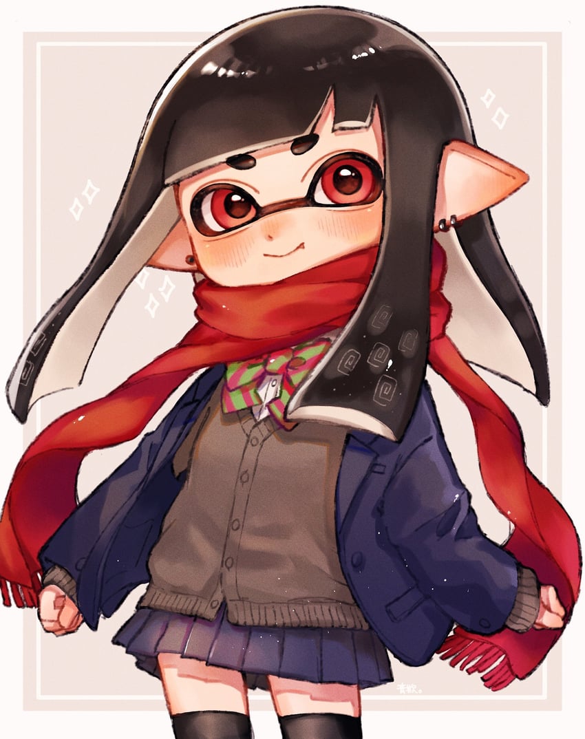 inkling player character and inkling girl (splatoon) drawn by aoaza_83