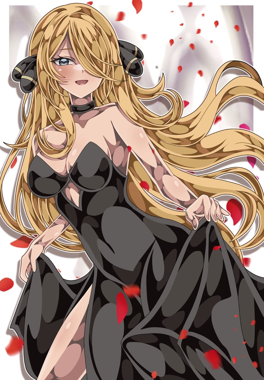 cynthia (pokemon and 1 more) drawn by shiki_(kisikisi1007)
