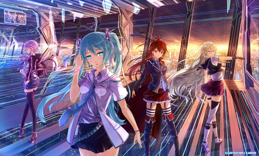 hatsune miku, yuzuki yukari, ia, and cul (vocaloid and 1 more) drawn by kazeno