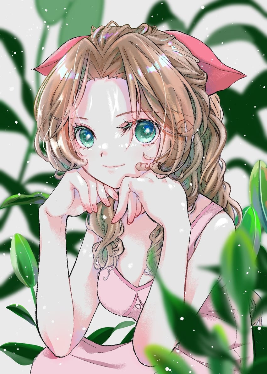 aerith gainsborough (final fantasy and 1 more) drawn by soranko