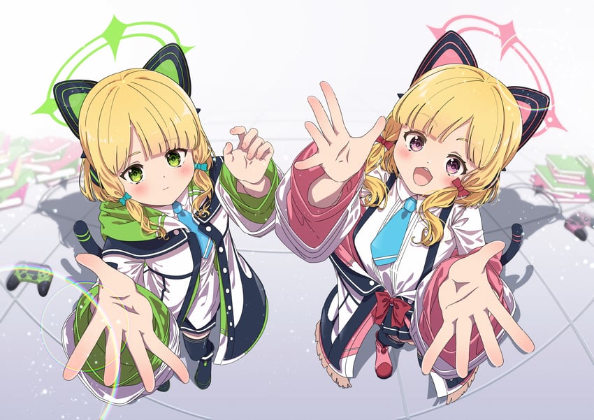 momoi and midori (blue archive) drawn by kakizaki_akira