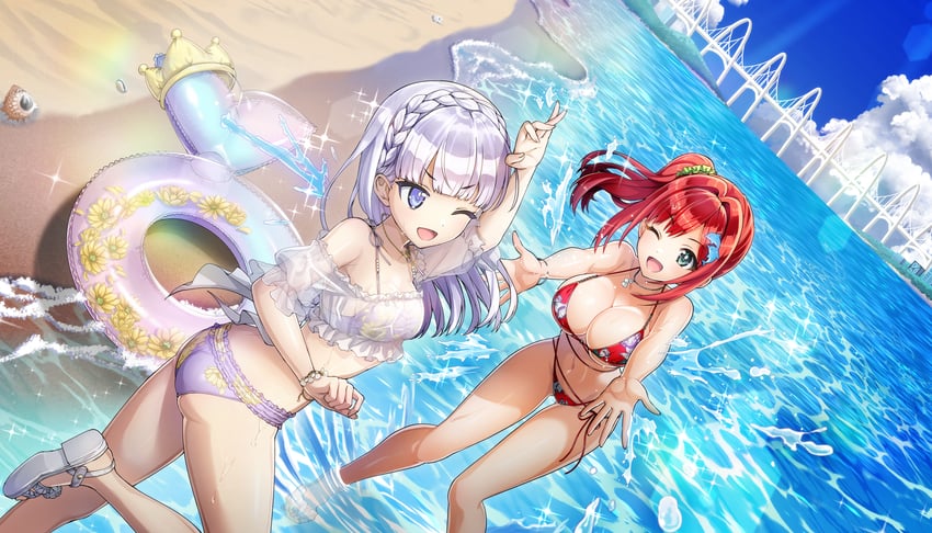 sakimiya iruka and schnee weissberg (dolphin wave) drawn by ootomo_takuji