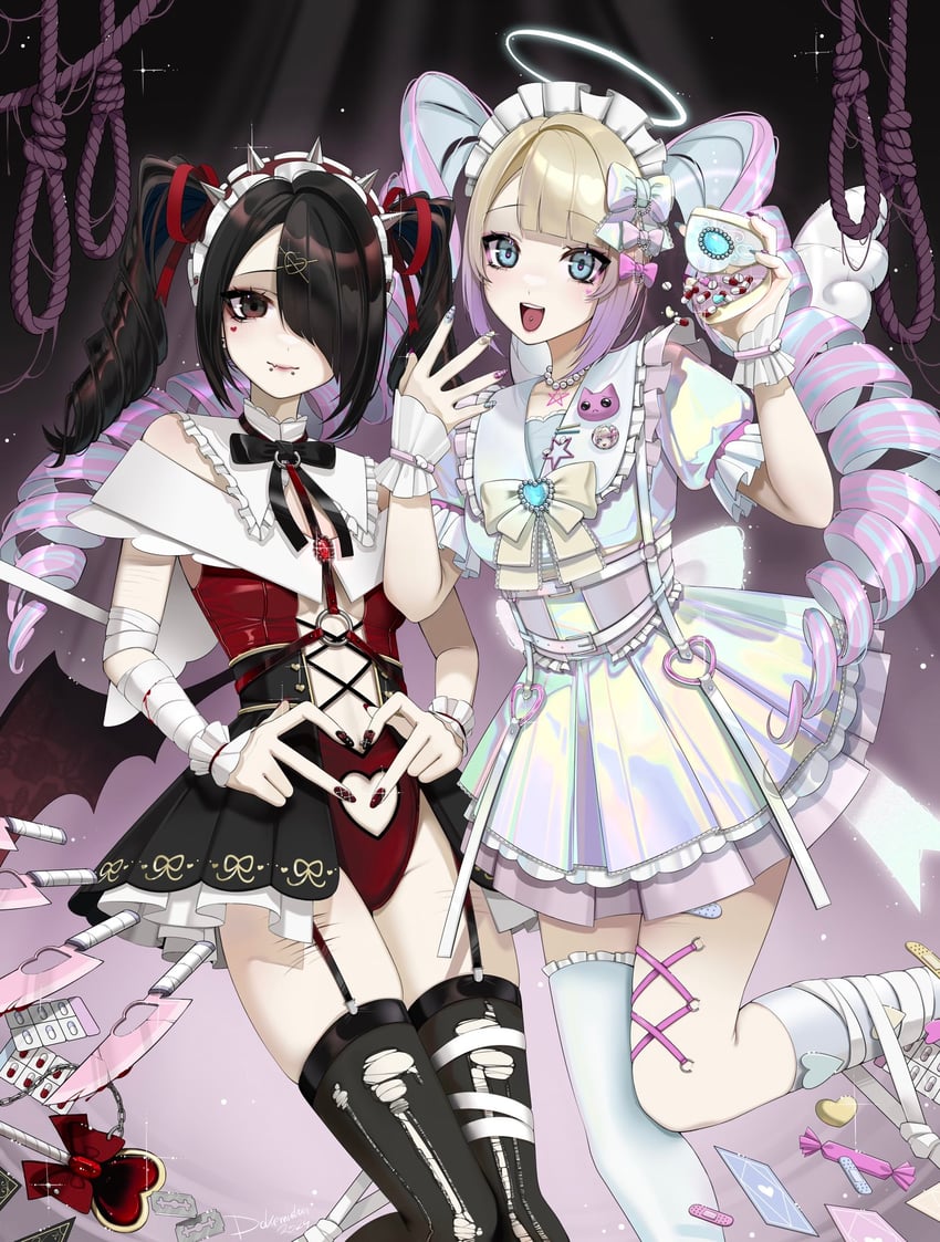 chouzetsusaikawa tenshi-chan and ame-chan (needy girl overdose) drawn by dakemichan