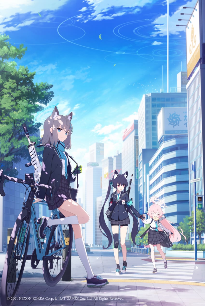 shiroko, hoshino, and serika (blue archive) drawn by doremi_(doremi4704) and hwansang