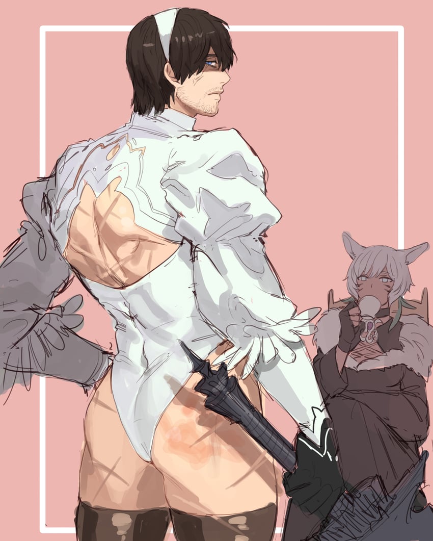 warrior of light, 2b, y'shtola rhul, adventurer, and dark knight (final fantasy and 3 more) drawn by on_(isk1812)