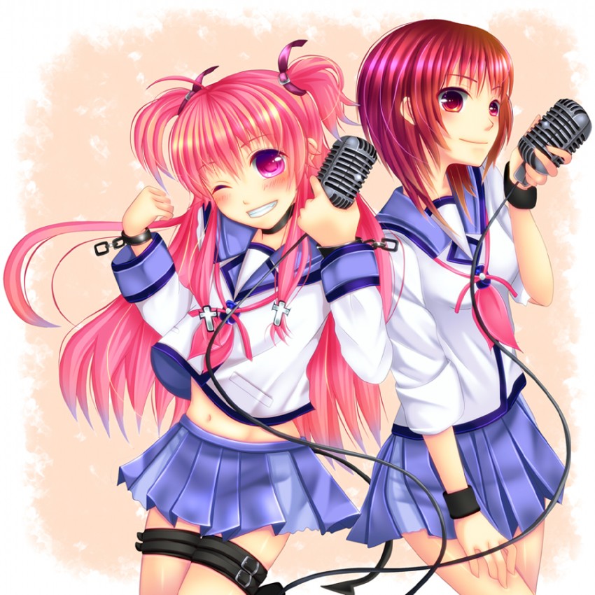 yui and iwasawa masami (angel beats!) drawn by saotome_mirai