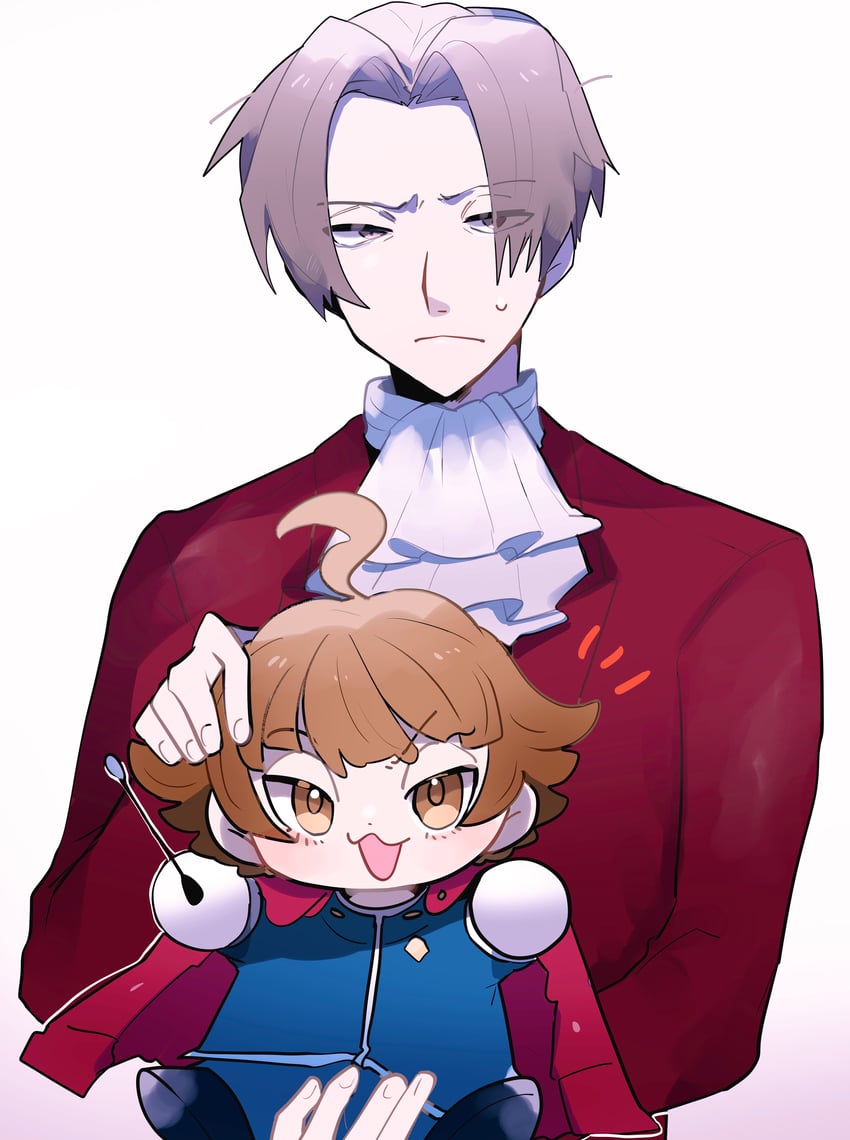 miles edgeworth and eustace winner (ace attorney and 2 more) drawn by midori_(032_pokemon)