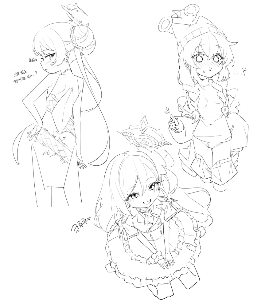 kisaki, mutsuki, and maki (blue archive) drawn by honi_(honi1010)