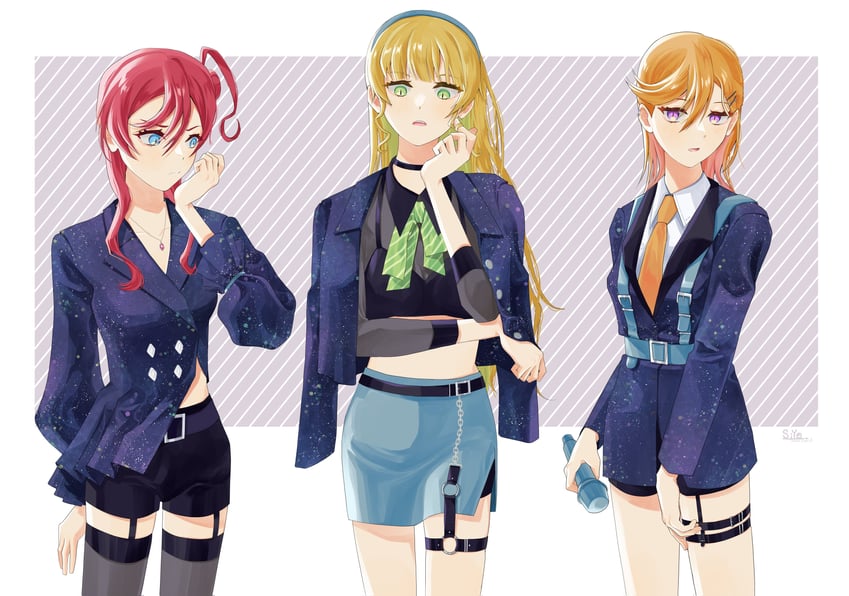 shibuya kanon, heanna sumire, and yoneme mei (love live! and 1 more) drawn by siyo_l