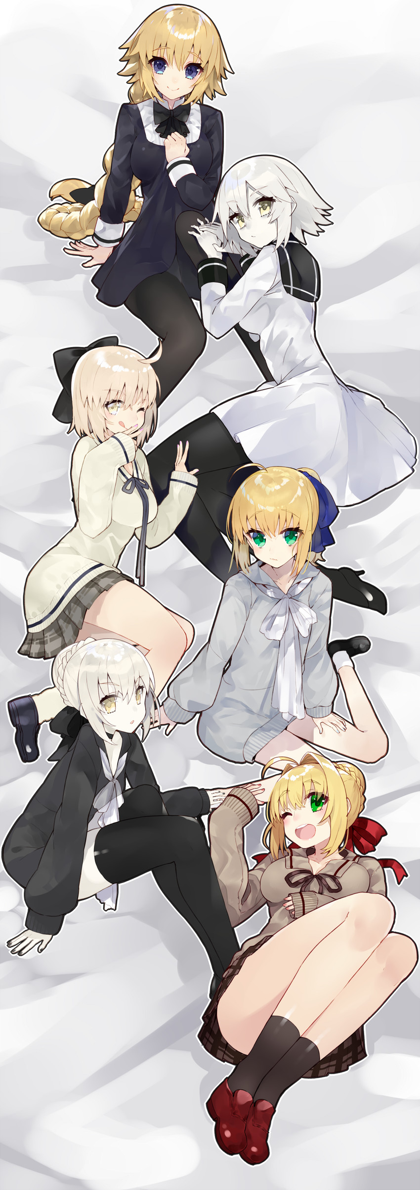 artoria pendragon, saber, jeanne d'arc alter, nero claudius, jeanne d'arc, and 2 more (fate and 1 more) drawn by kou_mashiro