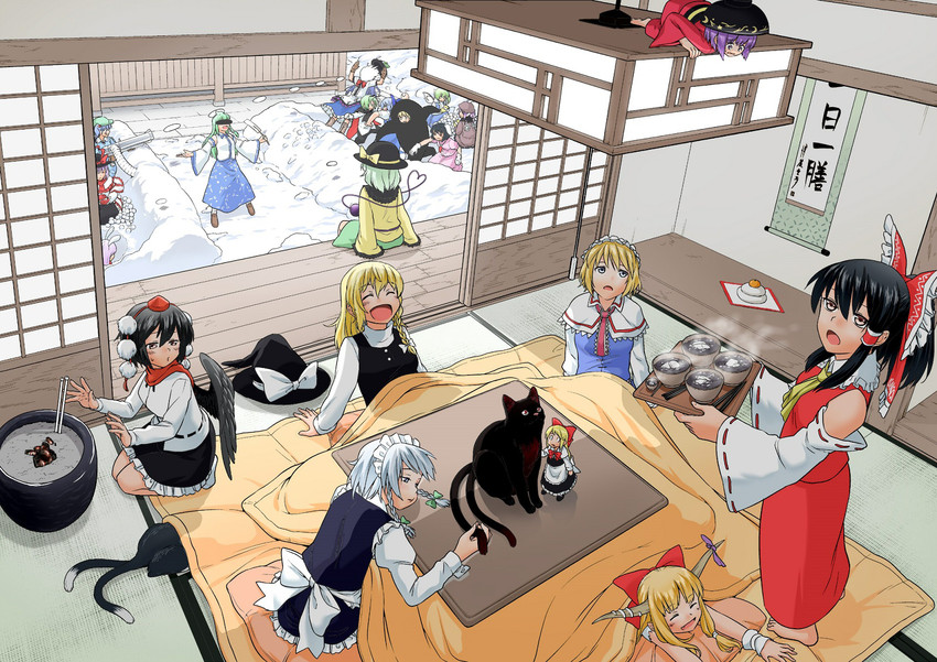 hakurei reimu, kirisame marisa, izayoi sakuya, kochiya sanae, komeiji koishi, and 17 more (touhou) drawn by fuuzasa