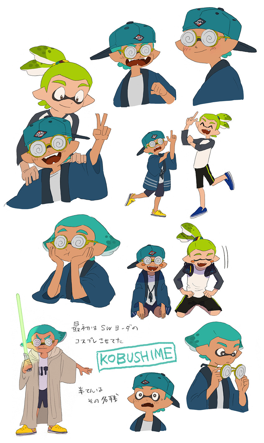 inkling player character, inkling boy, kobushime, and monjiro (splatoon and 2 more) drawn by katou_(osoraku)