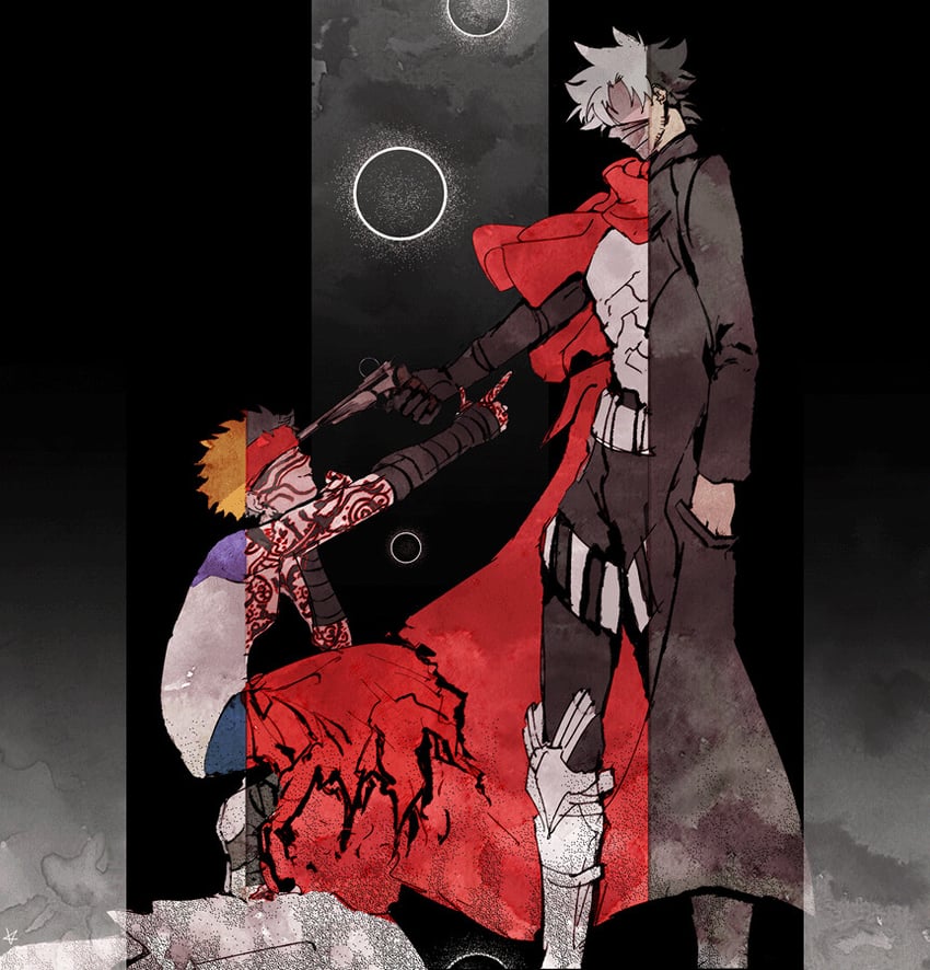 emiya shirou, emiya kiritsugu, and angra mainyu (fate and 3 more) drawn by kouya_(kyk428)