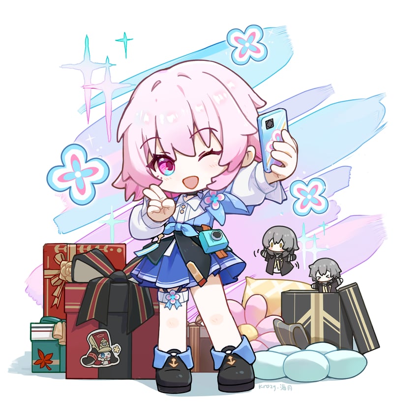 trailblazer, stelle, march 7th, caelus, and pom-pom (honkai and 1 more) drawn by haiyuezhishi