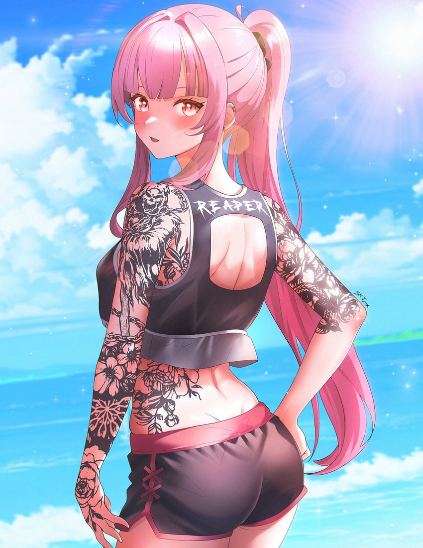 mori calliope (hololive and 1 more) drawn by sk_jynx