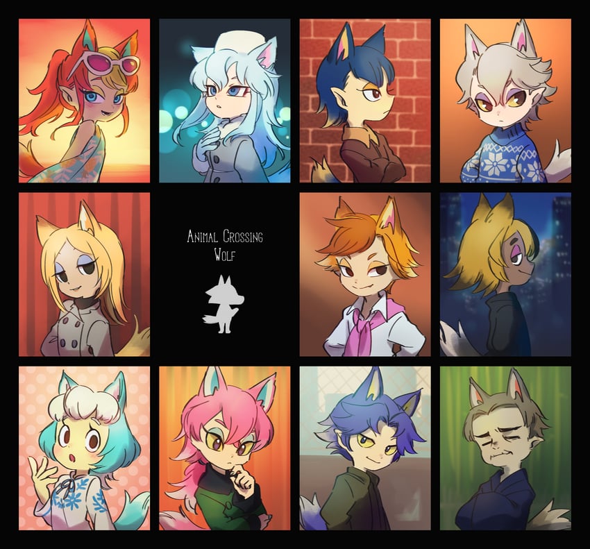 audie, whitney, fang, skye, wolfgang, and 6 more (animal crossing) drawn by ukata