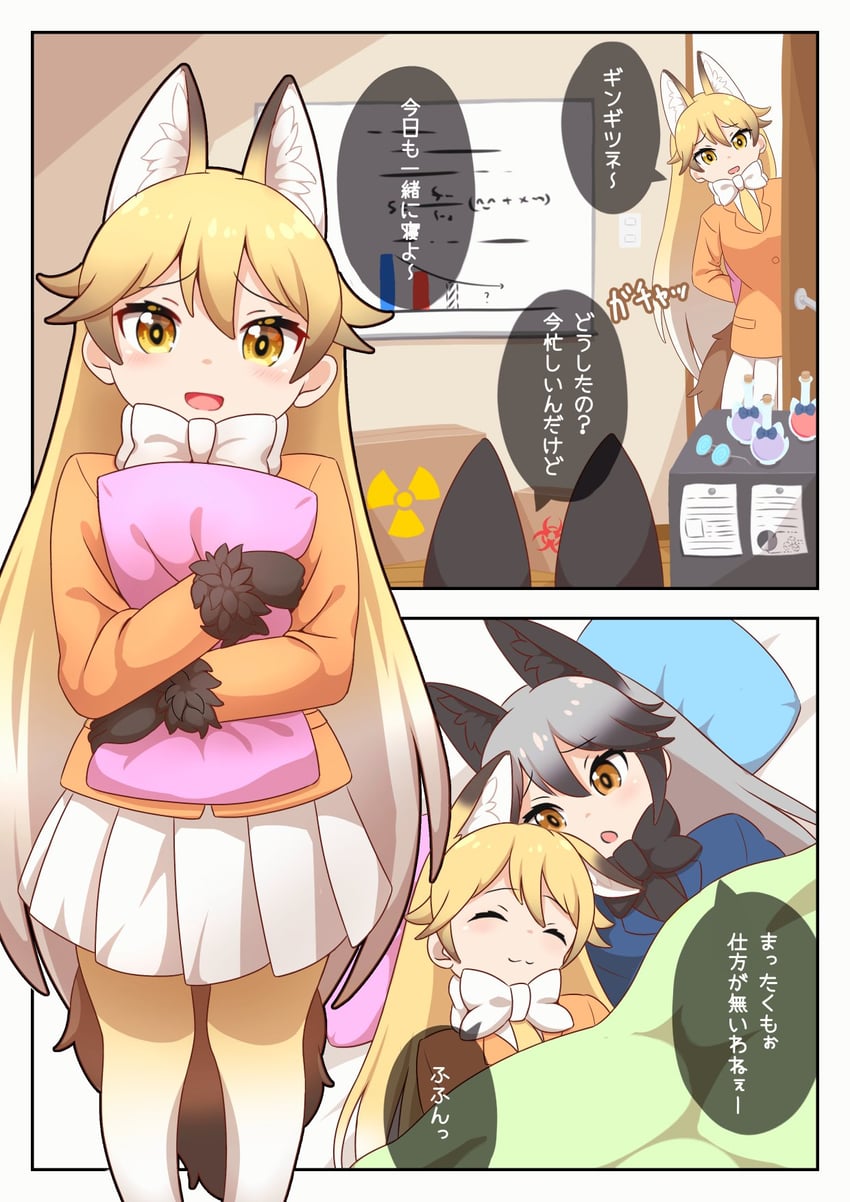 silver fox and ezo red fox (kemono friends) drawn by ev_(kemomimizuku)