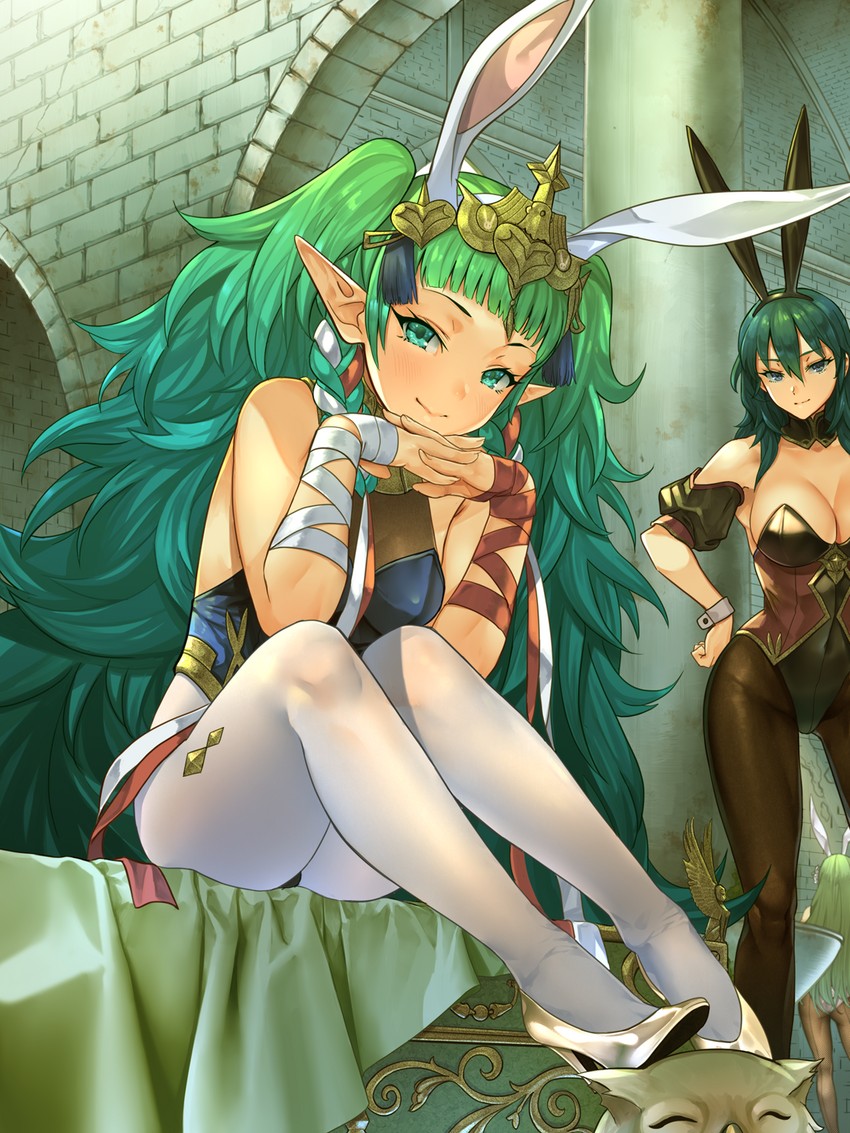 female byleth, rhea, sothis, and feh (fire emblem and 2 more) drawn by amiba_(nerdamiba)