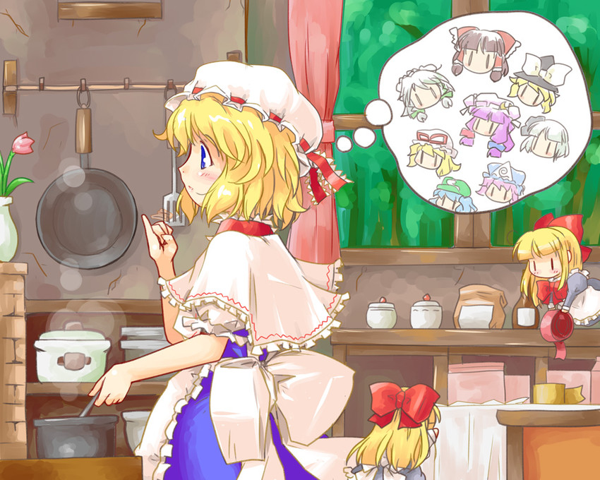 hakurei reimu, kirisame marisa, izayoi sakuya, konpaku youmu, alice margatroid, and 5 more (touhou) drawn by kanoe_soushi