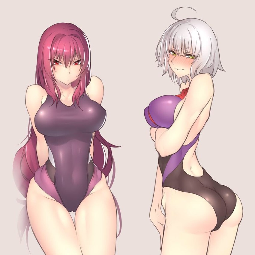jeanne d'arc alter and scathach (fate and 1 more) drawn by gingami_(giluziru)