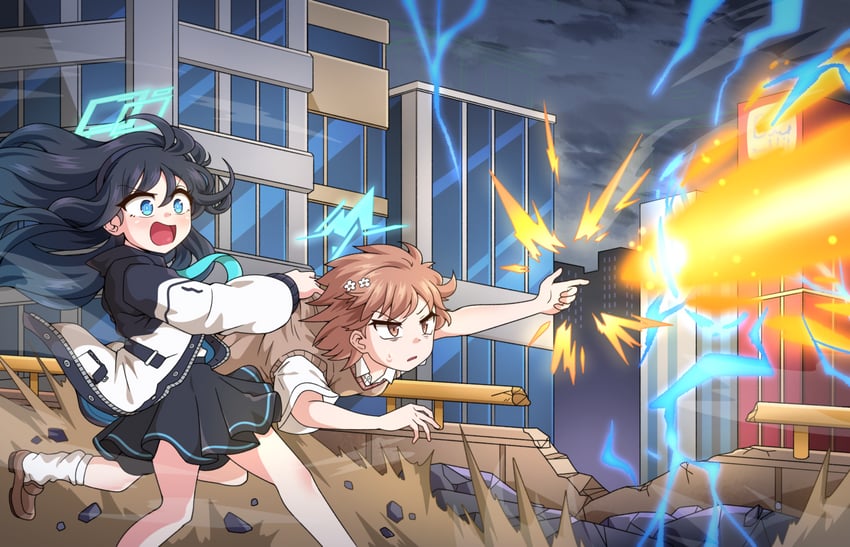 misaka mikoto and aris (blue archive) drawn by devil_yanghyeok