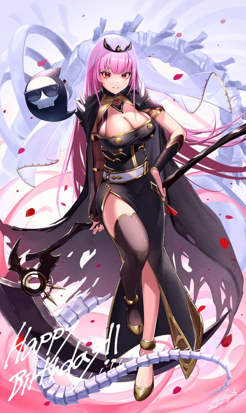 mori calliope and death-sensei (hololive and 1 more) drawn by kenko_(a143016)
