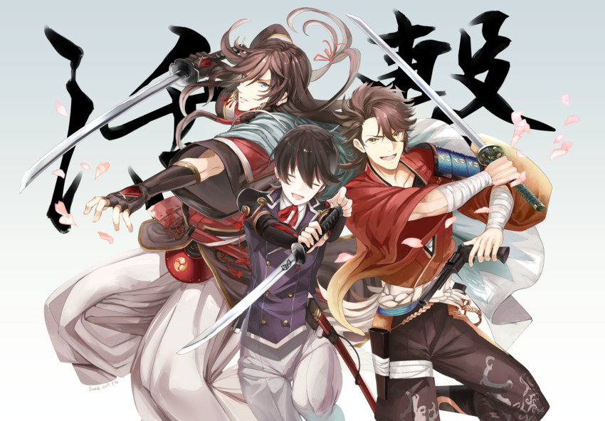 izumi-no-kami kanesada, horikawa kunihiro, and mutsu-no-kami yoshiyuki (touken ranbu and 1 more) drawn by shoochiku_bai