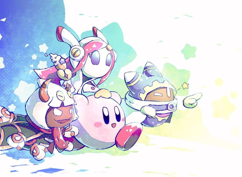 kirby, magolor, taranza, and susie (kirby) drawn by harukui