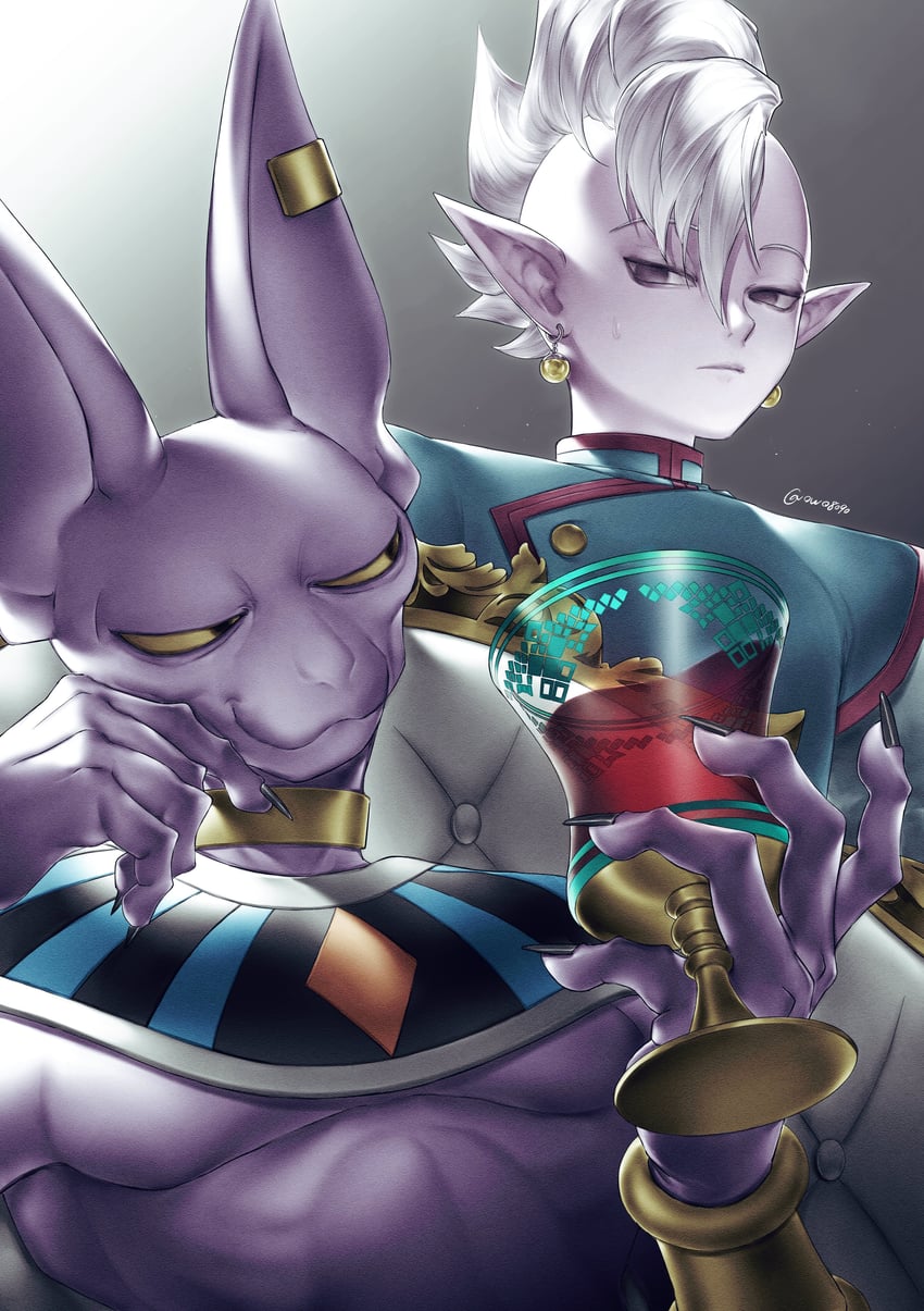 beerus and shin (dragon ball and 1 more) drawn by owo8090