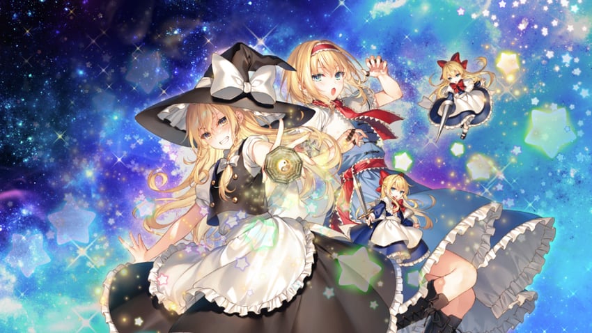 kirisame marisa, alice margatroid, and shanghai doll (touhou and 1 more) drawn by toosaka_asagi