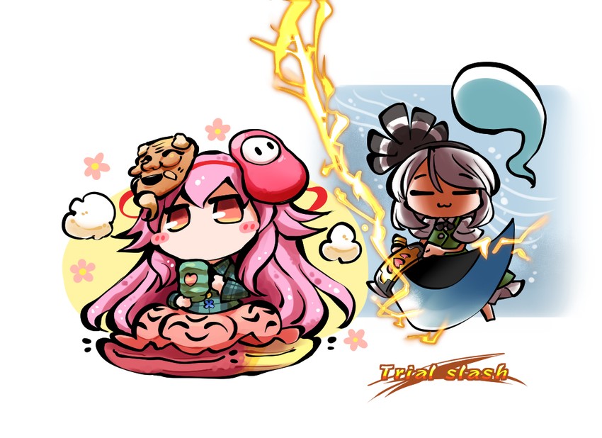 konpaku youmu, hata no kokoro, and fall guy (touhou and 1 more) drawn by kashuu_(b-q)