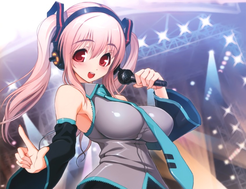 hatsune miku and super sonico (vocaloid and 1 more) drawn by tsuji_santa