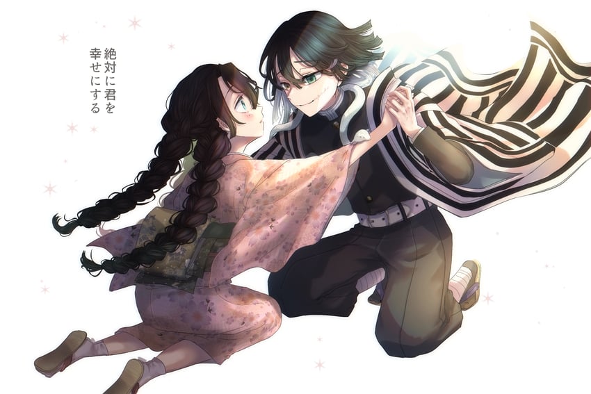 kanroji mitsuri, iguro obanai, and kaburamaru (kimetsu no yaiba) drawn by maco_(crea-0328)