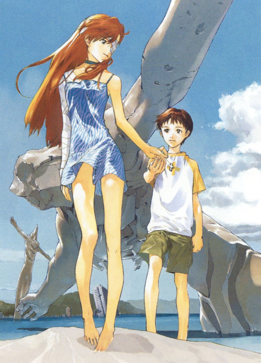 souryuu asuka langley and ikari shinji (neon genesis evangelion) drawn by okazaki_takeshi