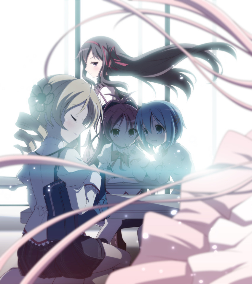 akemi homura, kaname madoka, miki sayaka, sakura kyoko, and tomoe mami (mahou shoujo madoka magica) drawn by izumi_bell