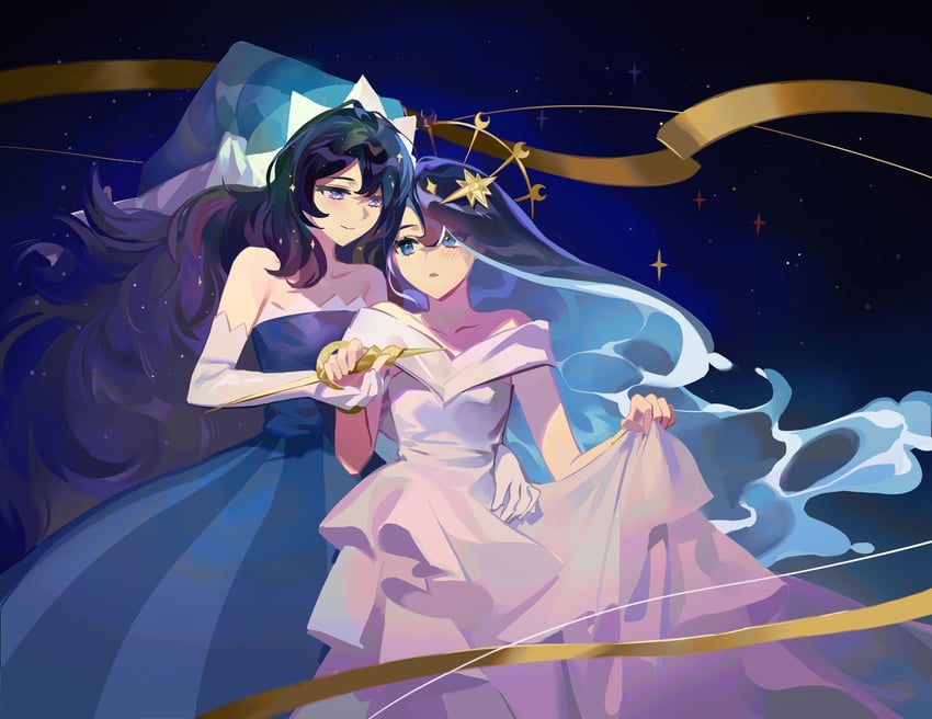 moonlight cookie and sea fairy cookie (cookie run and 1 more) drawn by shime52631