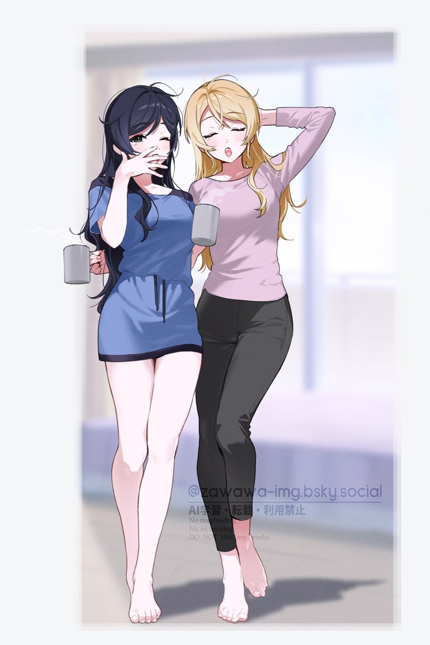 tojo nozomi and ayase eli (love live! and 1 more) drawn by zawawa_(satoukibi1108)