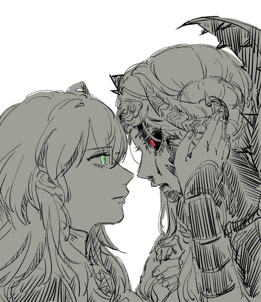 female byleth and edelgard von hresvelg (fire emblem and 1 more) drawn by genmai_fksg