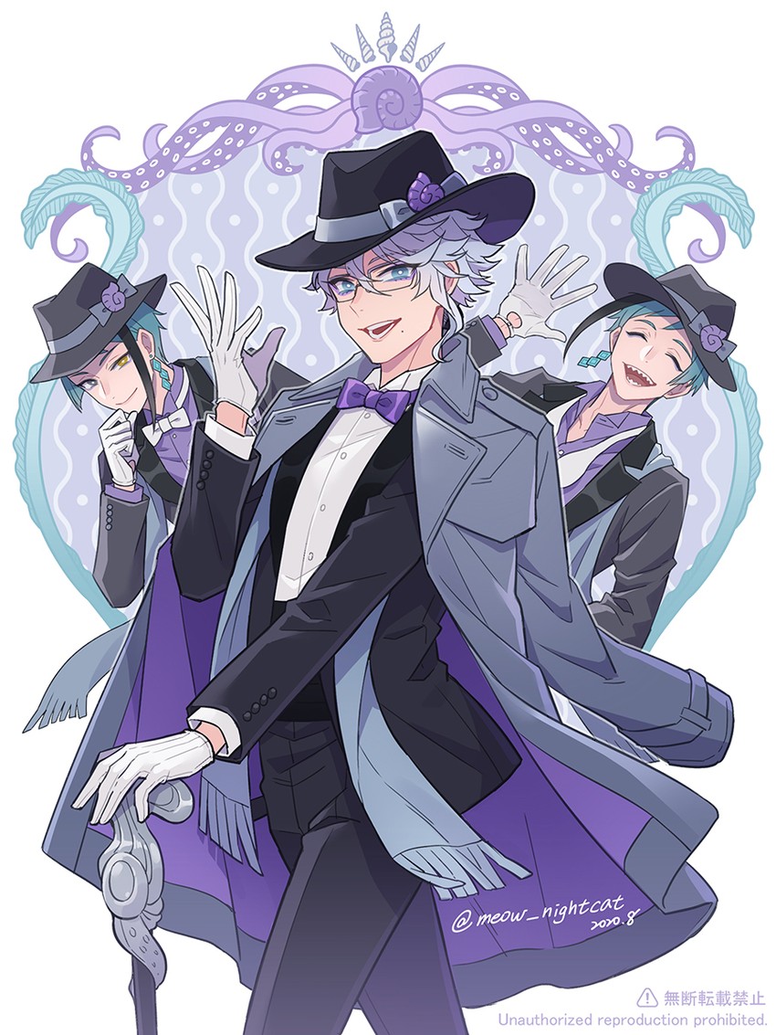 floyd leech, jade leech, and azul ashengrotto (twisted wonderland) drawn by nightcat
