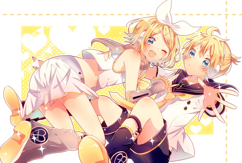 kagamine rin and kagamine len (vocaloid) drawn by razuko_(raspberry_aaa)
