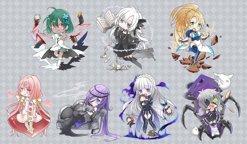 natsuki subaru, echidna, satella, minerva, hakugei, and 6 more (re:zero kara hajimeru isekai seikatsu) drawn by inawa_akito