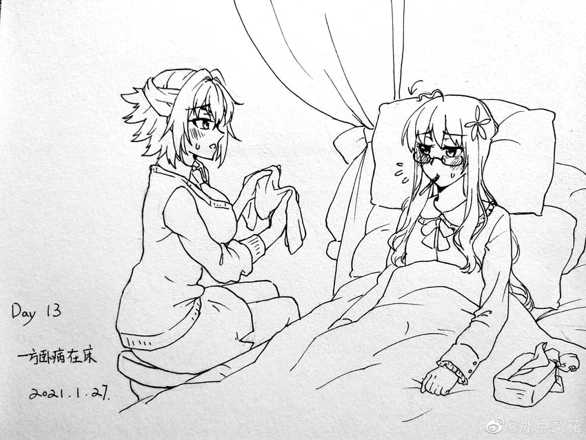 patchouli knowledge, hood, and prince of wales (warship girls r) drawn by bingdian_lihua
