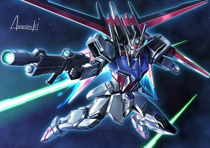 strike gundam and aile strike gundam (gundam and 1 more) drawn by amasaki_yusuke